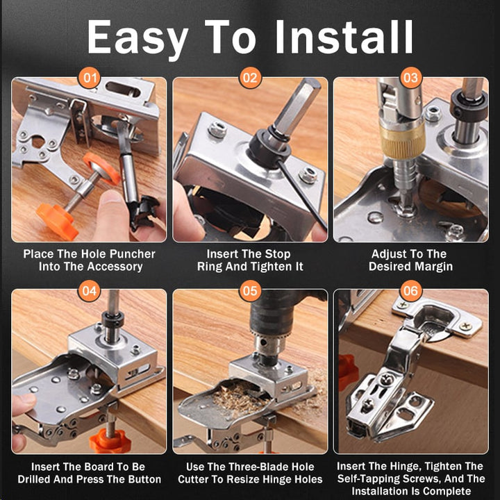 Skanto | Trearbeid 35mm Hengsel Boring Jig Hull Åpner Kit