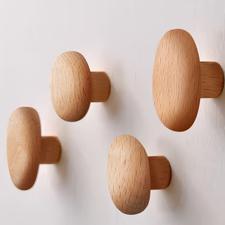 Skanto | WoodCraft Trevegghooker Sett – Håndlaget design av valnøtt og bøk tre