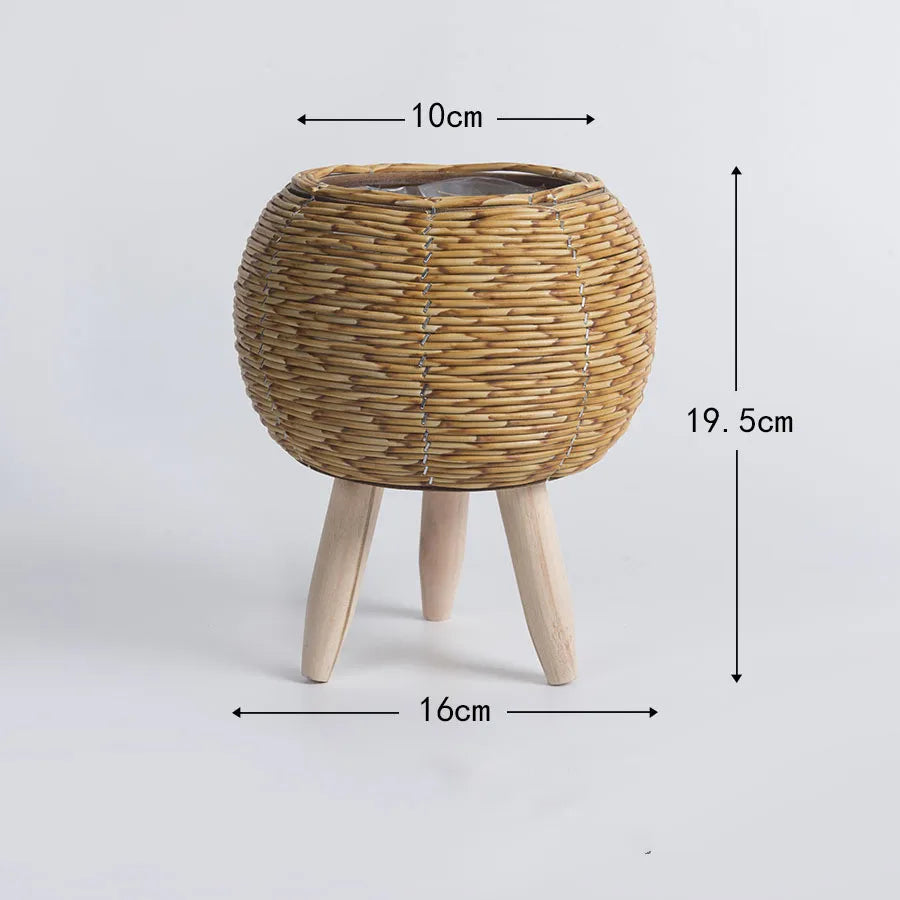 Skanto | Vintage Imitasjon Rattan Blomsterstander med Treben
