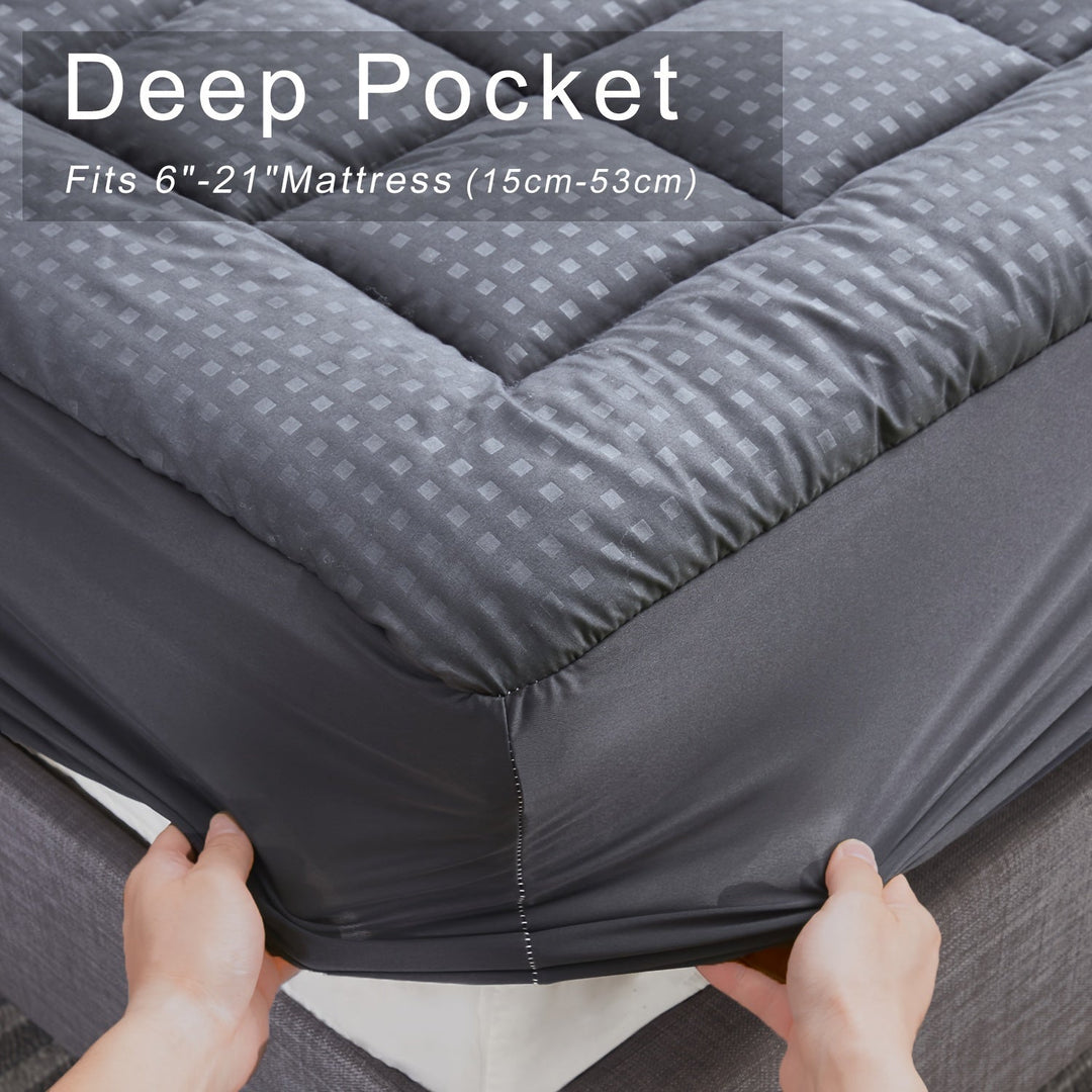 Ultimate Cooling Mattress Pad – Premium Quilted Pillow Top, Luxuriously Fluffy and Ultra-Breathable with Secure 14-18 Deep Pocket Cover – Enhanced Sleep Comfort, 1pc | Skanto