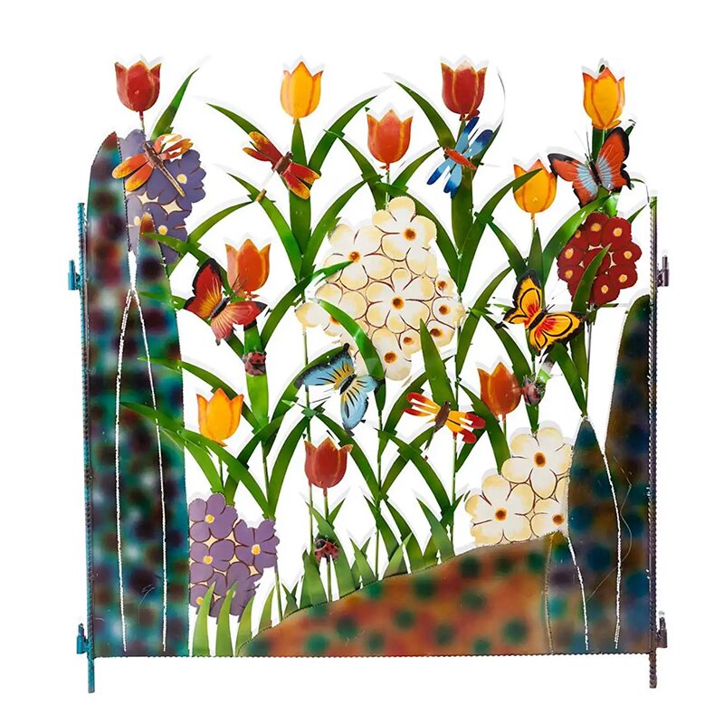 Fargerik Metall Sommerfugl og Blomst Hage Skjerm | Skanto