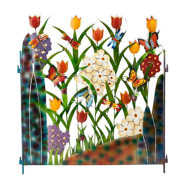 Fargerik Metall Sommerfugl og Blomst Hage Skjerm | Skanto