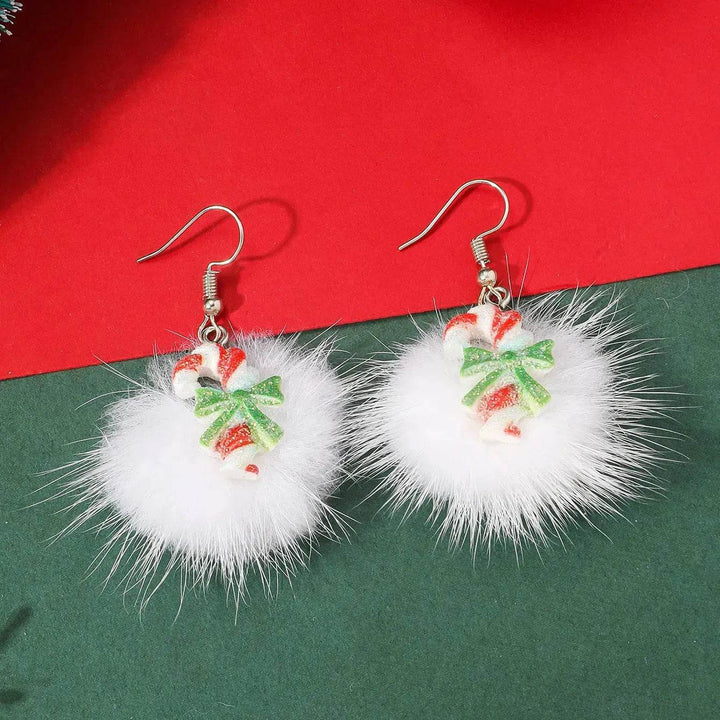 Skanto | Vinter Snøfnugg Hårball Øredobber Ins Søte Juleelg Nikolaus Stock Element Øredobber Kvinner Smykker