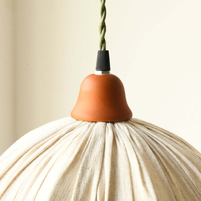 EcoLume - Minimalistisk skandinavisk LED Pendellampe Beige Tørkle, Justerbar for Stue og Spisestue | Skanto