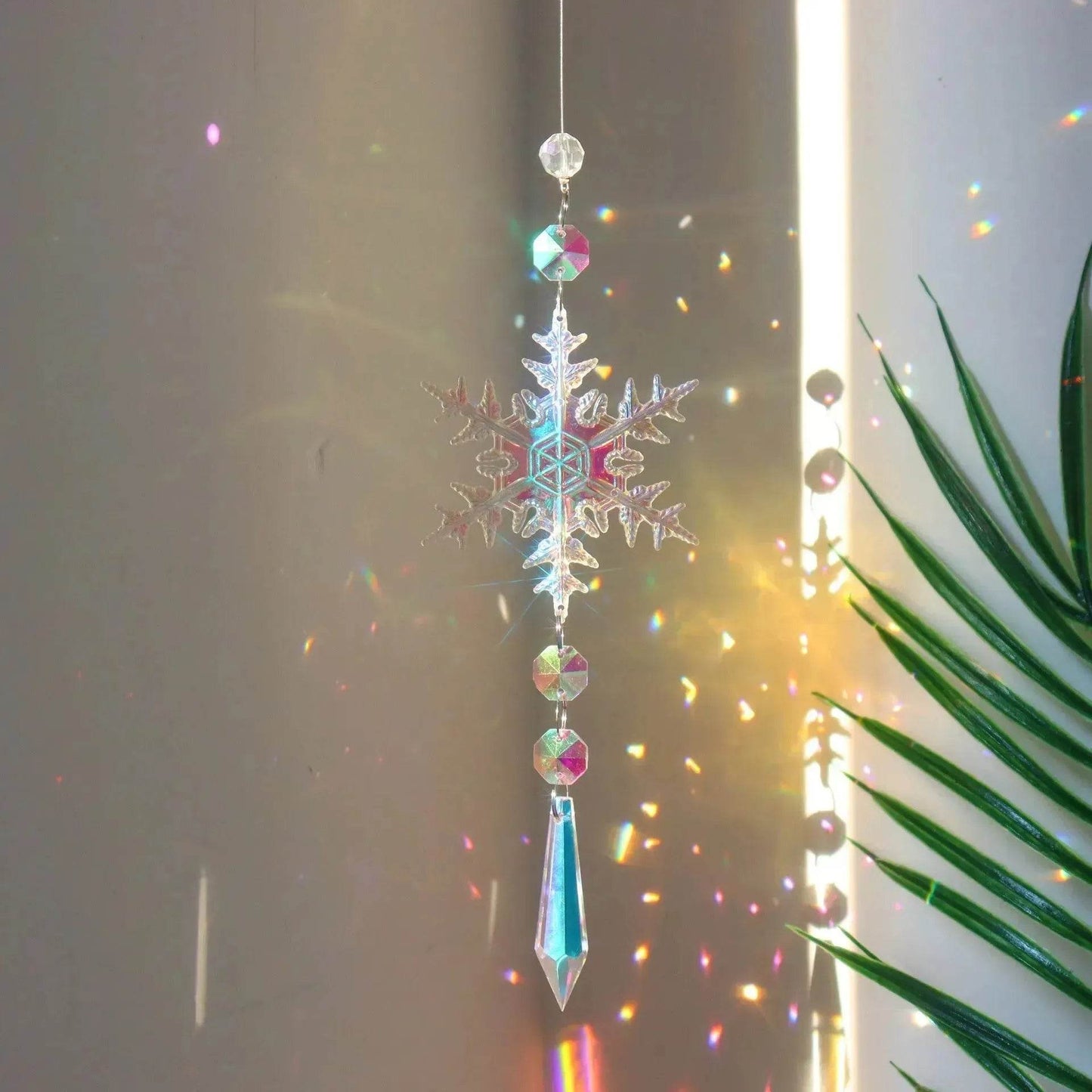 Norvo | Julefarger Fargerike Snøfnugg Krystal Solefanger Ispelar Pendel Vindu Juletrær Dekorasjon Festpendel Juledekorasjoner