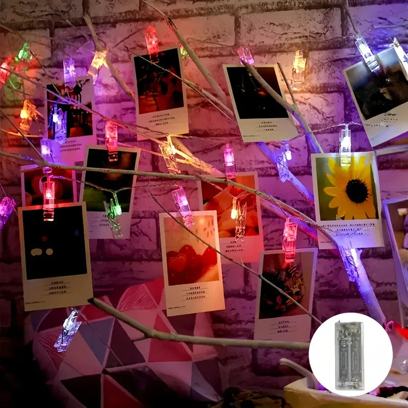Skanto | LED fotoklipplyskjede med batteridrift – Fargeforanderlige lys for dekorasjon og fotopresentasjon