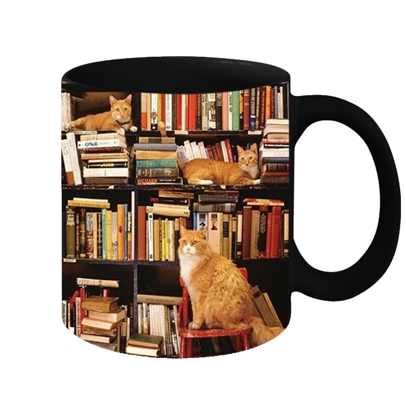 Bokhylle Keramisk Kaffe Kopp - Gave for Katt Bok Elsker | Skanto