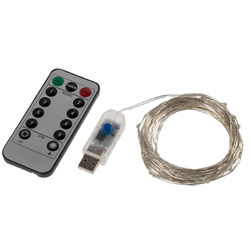 USB Fjernkontroll Kobbertråd Lyslenke for Helligdagsdekorasjon | Skanto