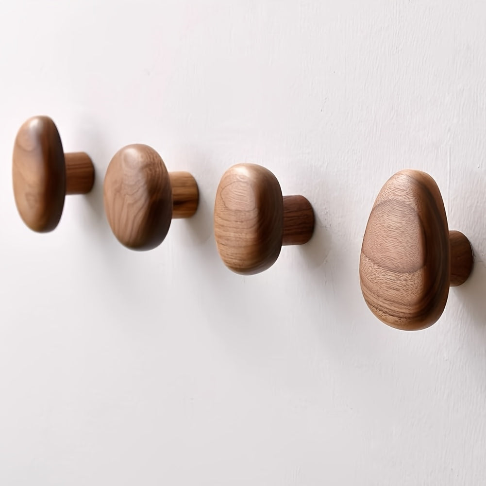 Skanto | WoodCraft Trevegghooker Sett – Håndlaget design av valnøtt og bøk tre