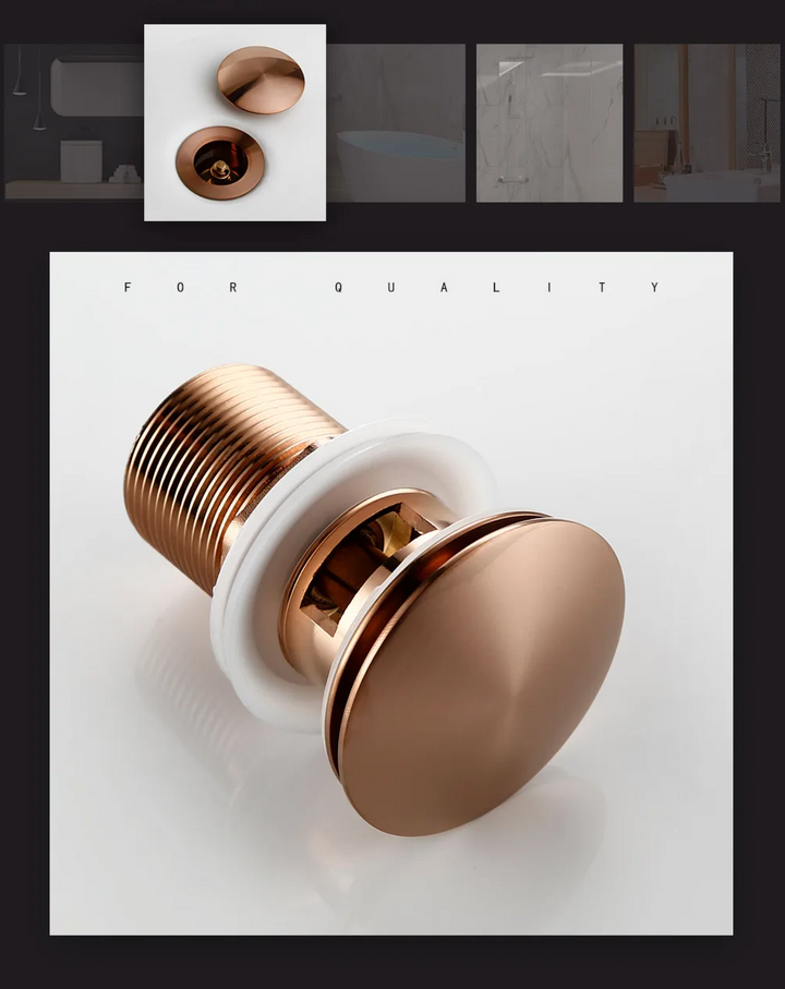 Bagnolux Rose Gold Sink Drain Valve Skanto