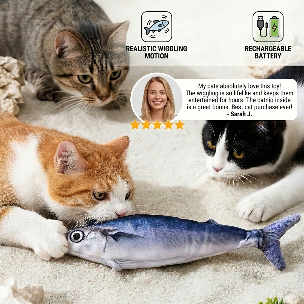 Interaktiv Vuggende Fisk Katt Leke Bolle
