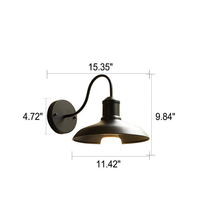 Retro Loft Dome Jern Utendørs Vanntett Vegglampe med 1 Lyskilde og Buet Arm