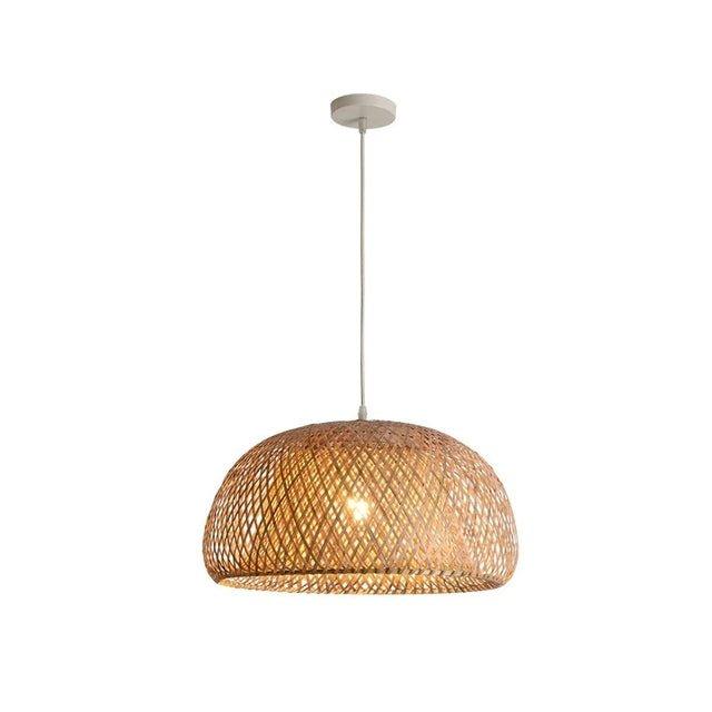 Skanto | Hengende taklampe laget av bambus C │ Håndlaget belysning av tre og rattan for interiørdekorasjon
