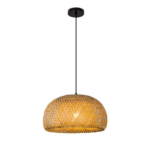 Skanto | Hengende taklampe laget av bambus C │ Håndlaget belysning av tre og rattan for interiørdekorasjon