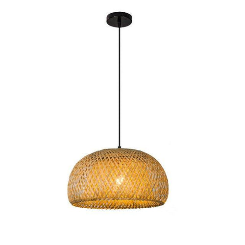 Skanto | Hengende taklampe laget av bambus C │ Håndlaget belysning av tre og rattan for interiørdekorasjon