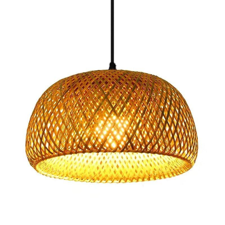 Skanto | Hengende taklampe laget av bambus C │ Håndlaget belysning av tre og rattan for interiørdekorasjon