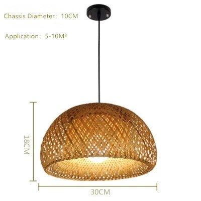 Skanto | Hengende taklampe laget av bambus C │ Håndlaget belysning av tre og rattan for interiørdekorasjon