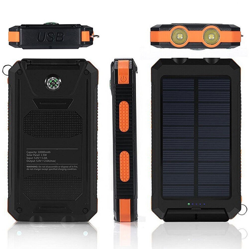Skanto | Vanntett Støtsikker Solbatteri 10 000 mAh | Soloppladbar