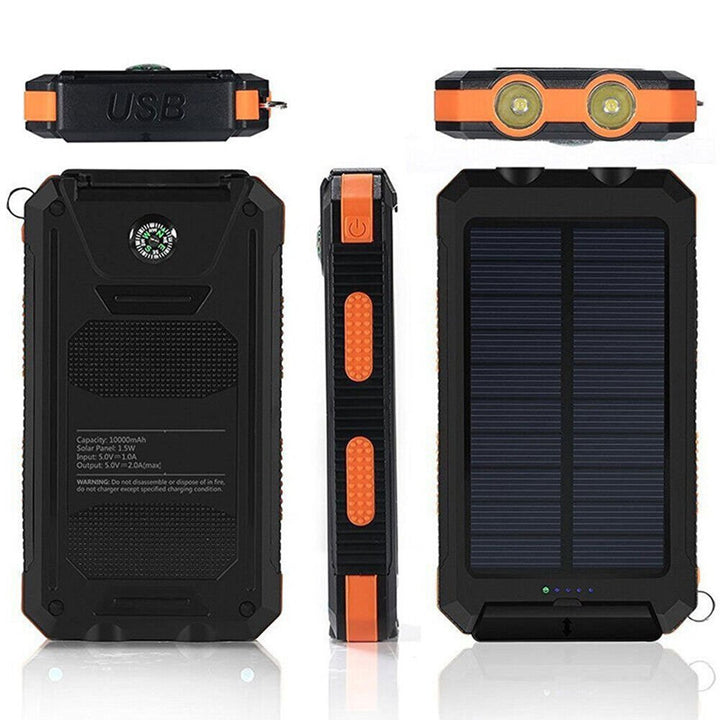 Skanto | Vanntett Støtsikker Solbatteri 10 000 mAh | Soloppladbar