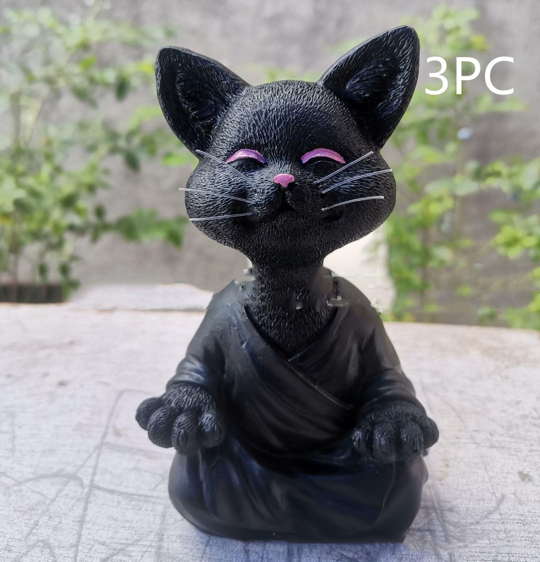Skanto | Lekker svart Buddha katt figur meditasjon yoga samleobjekt glad katt dekor hjem hagedekorasjon hageornament