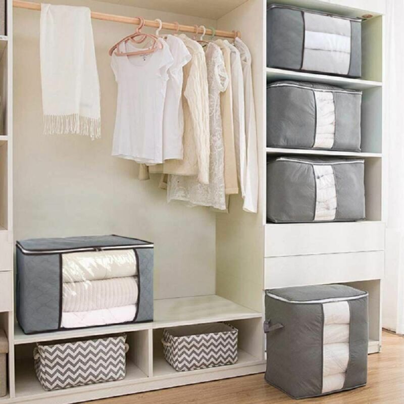 Norvo | Klær Quilt Teppe Oppbevaringsbag Stoff Hjem Organisator Boks Poser Glidelås