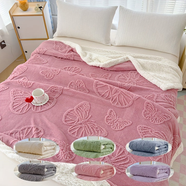 Cozy Luxe – Myk Fleece Teppe med Sommerfugl Design Skanto