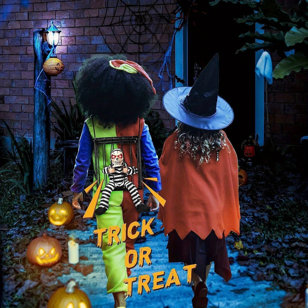 Skanto | TerrorBone Animasjon Skrikende Skjelett – Hengende Halloween Rekvisitt med Bevegelsessensor
