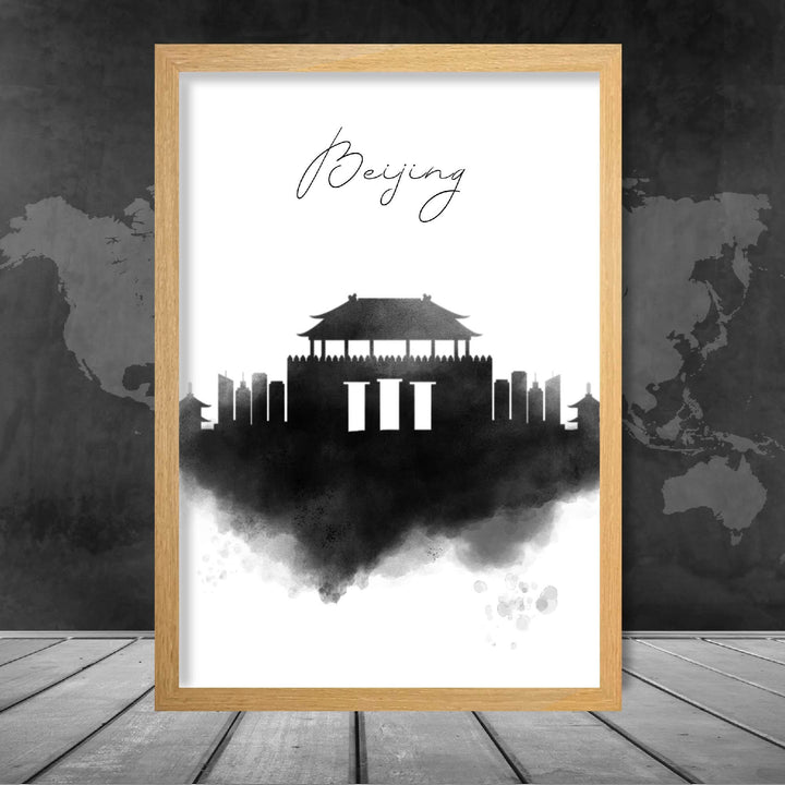 BeijingAkvarellSkylineBylandskapSkriv ut