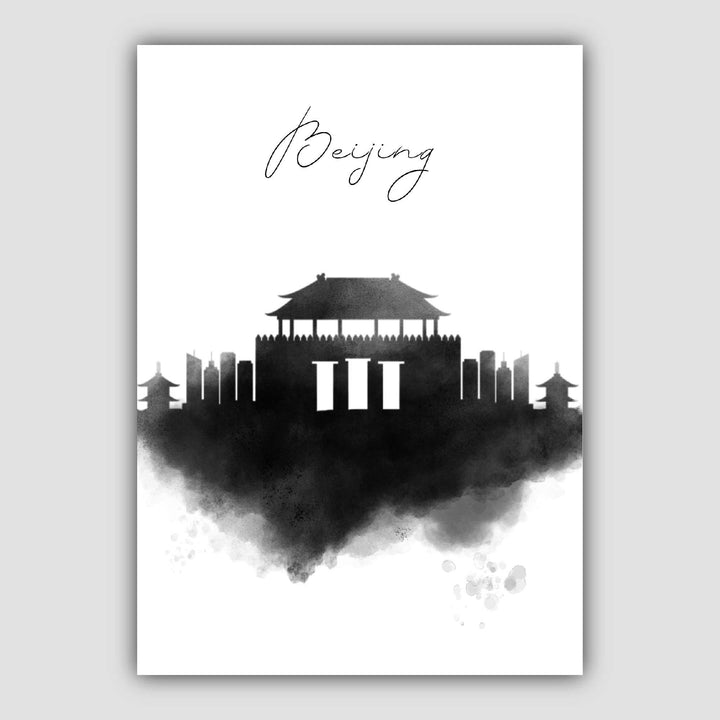 BeijingAkvarellSkylineBylandskapSkriv ut