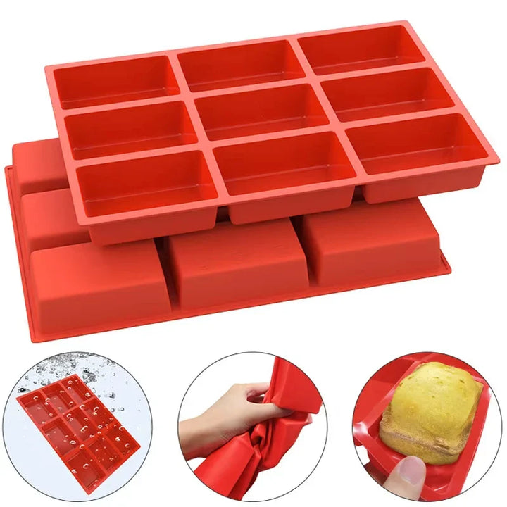 Store 9-hull silikon mini brødform non-stick bakeform | Skanto
