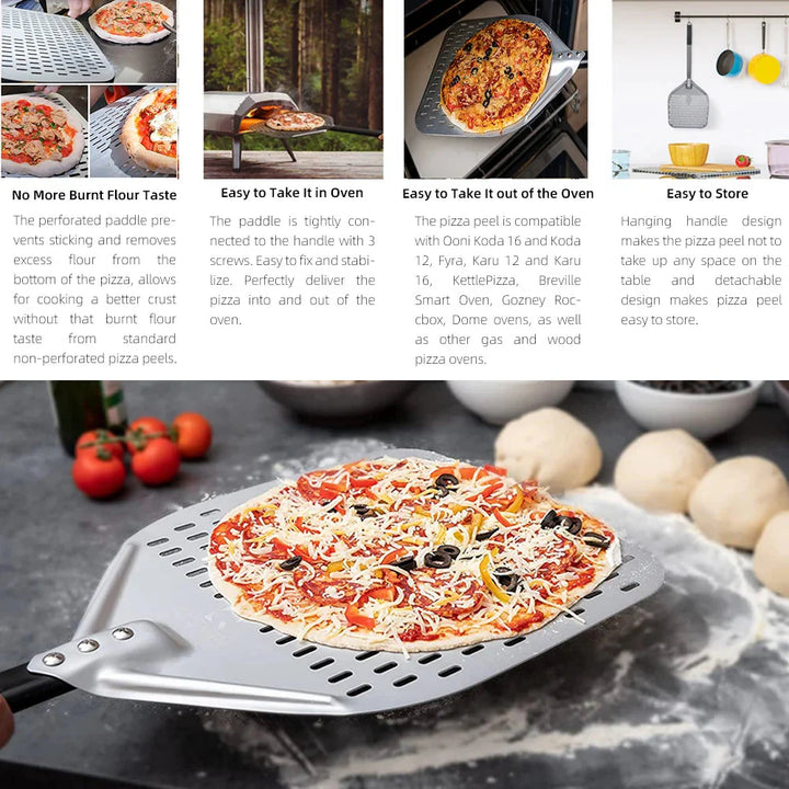 Big Pizza Perforert Spade Paddle Håndtak for Ovn Pizza Baking Verktøy | Skanto