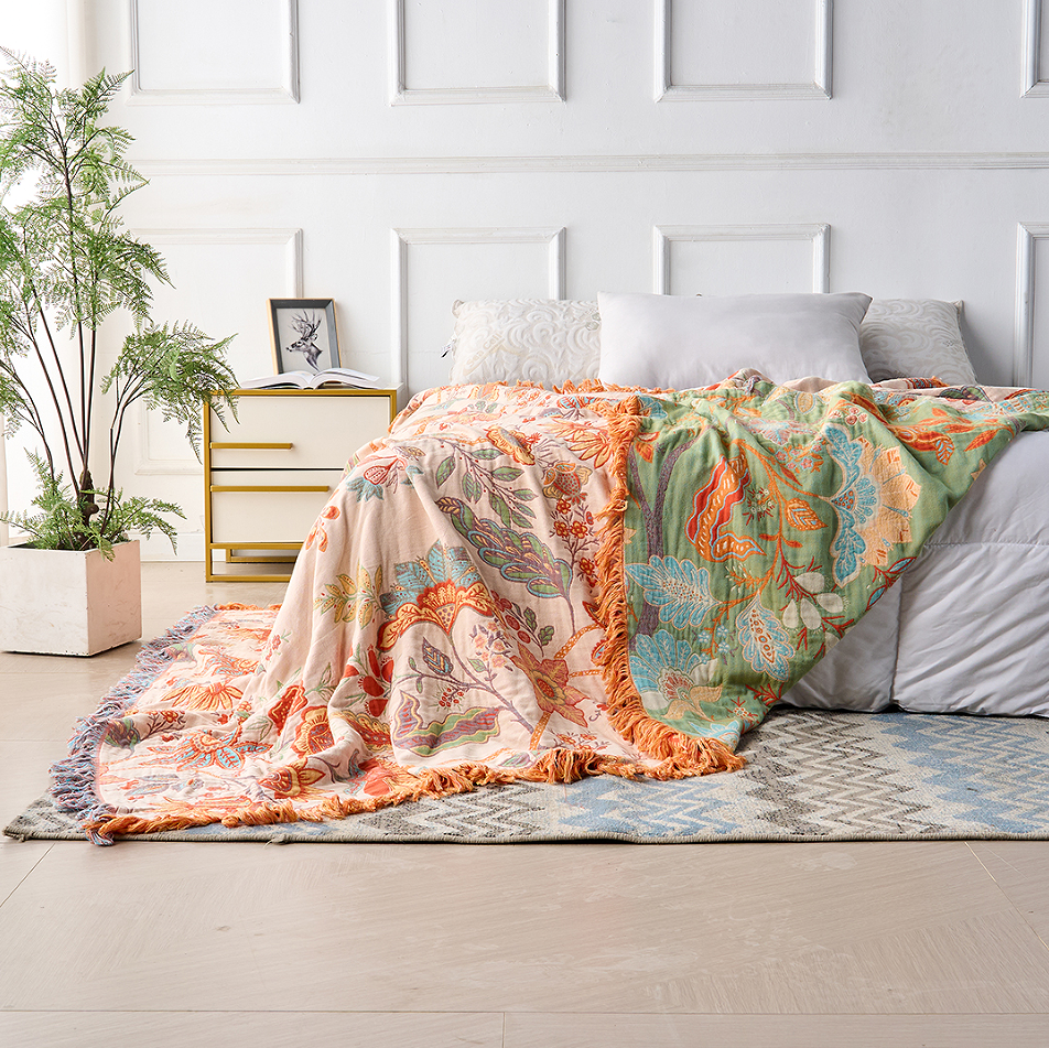Skanto | Rustikk Blomster Boho Teppes | 100% Bomulls Teppes for Sensitiv Hud