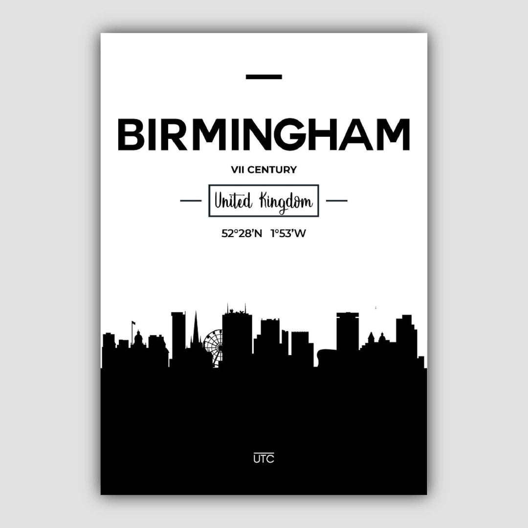 Utskrift fra Birminghams skyline med utsikt over byen