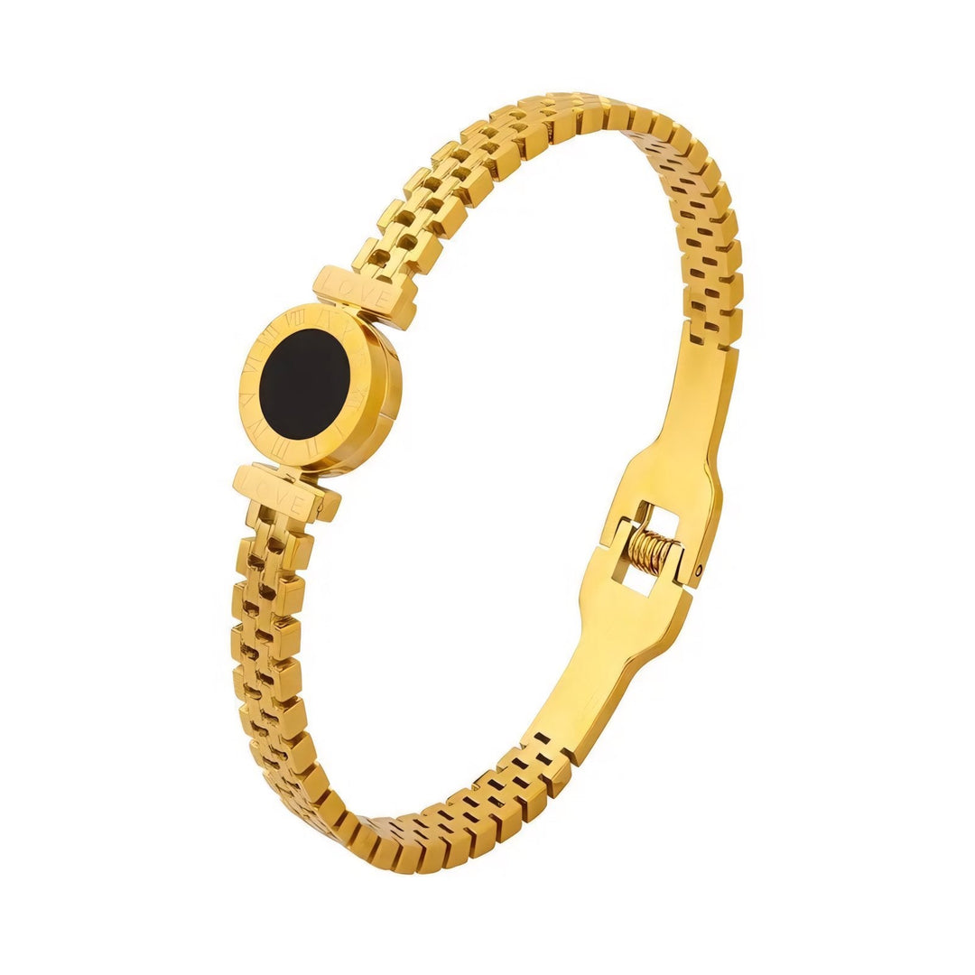 Skanto | Svart senter romertall akzentert bangle armbånd