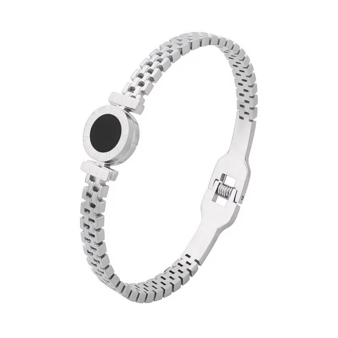 Skanto | Svart senter romertall akzentert bangle armbånd