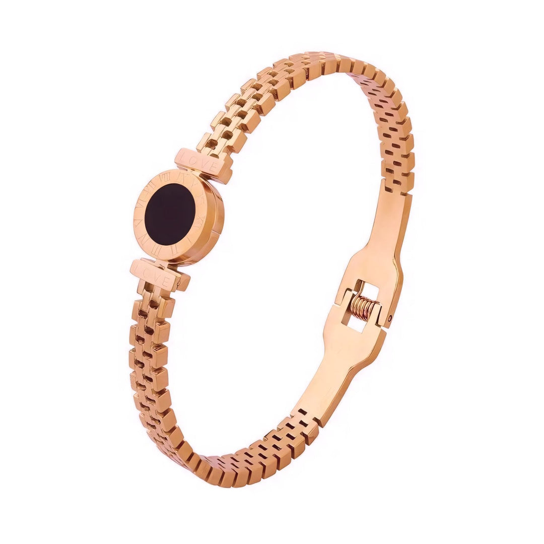 Skanto | Svart senter romertall akzentert bangle armbånd
