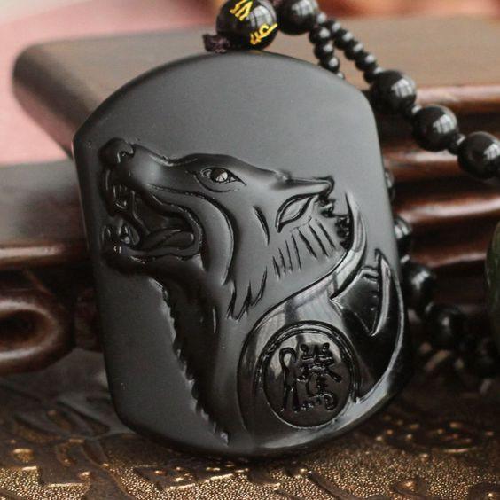 Black Wolf Obsidian Halskjede | Skanto