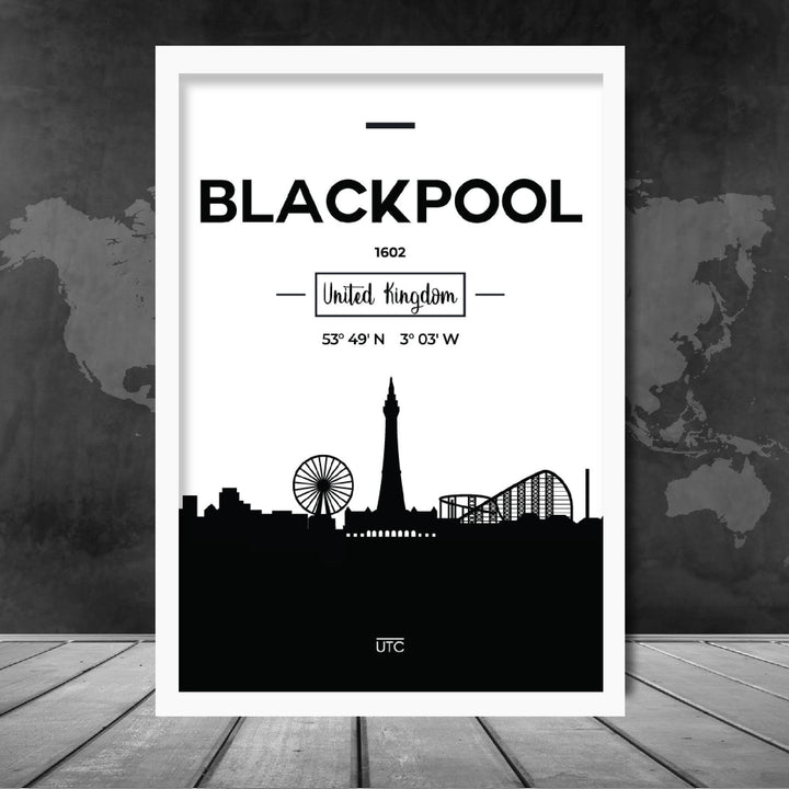 Blackpool bysilhuett, byutsikt, trykk