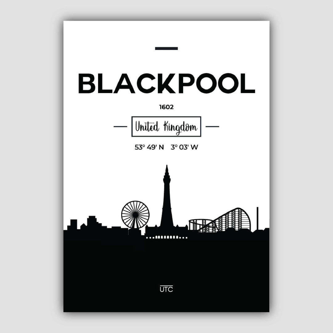 Blackpool bysilhuett, byutsikt, trykk