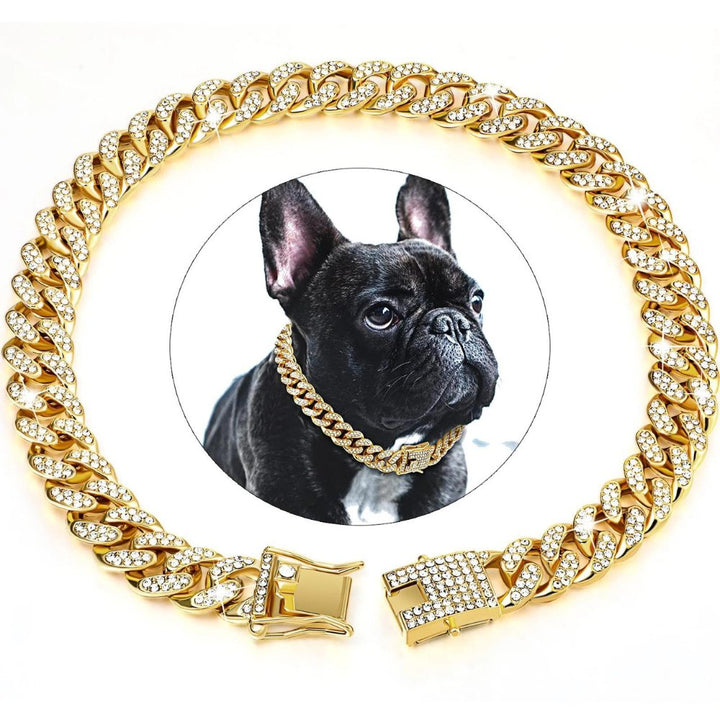 BlingPaws • Hundehalsbånd med gullkjede