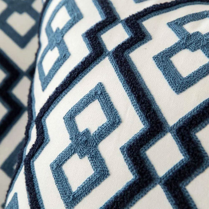 Skanto | Blå brodert dekorativ putetrekk