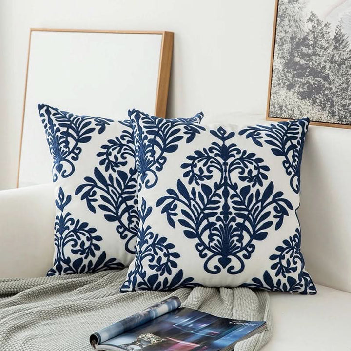 Skanto | Blå brodert dekorativ putetrekk