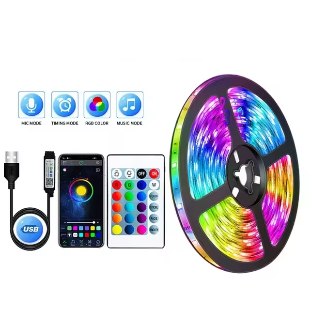 Skanto | RGB LED-bånd med USB-tilkobling - Fargeforandrende lys for omgivelses- og TV-belysning
