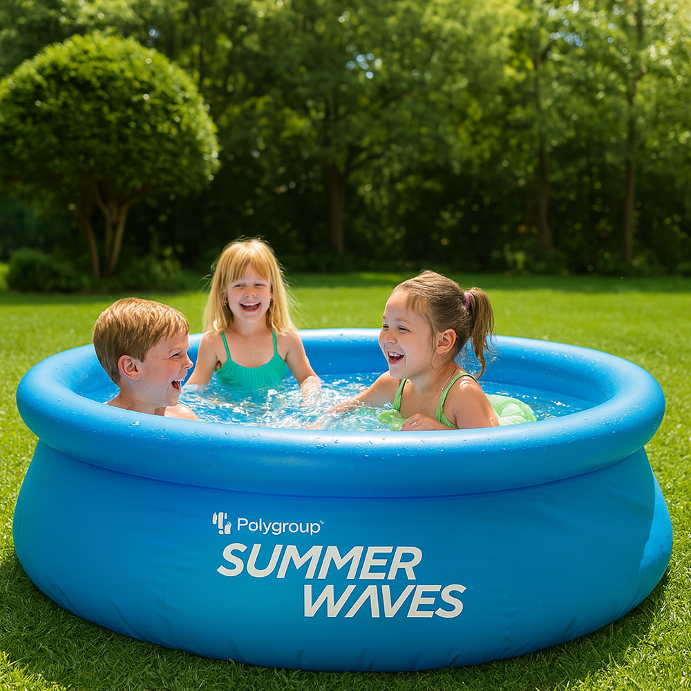 Skanto | WaterJoy Oppblåsbar Basseng – Ø244 cm Basseng med Kant og Filterpumpe (2,074 Liter)