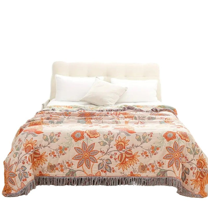 Skanto | Boho-Chic – Bomullspledd med blomstret boho-mønster