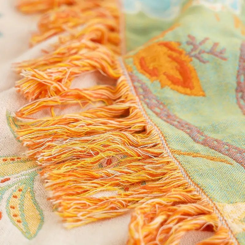 Skanto | Boho-Chic – Bomullspledd med blomstret boho-mønster