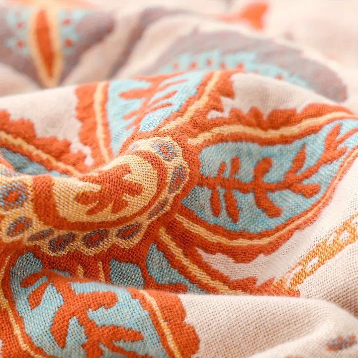 Skanto | Boho-Chic – Bomullspledd med blomstret boho-mønster