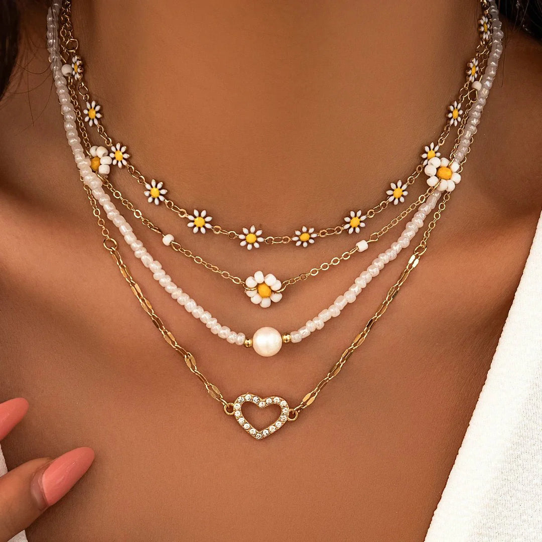 Skanto | Boho Vår Daisy Smykke Stabel