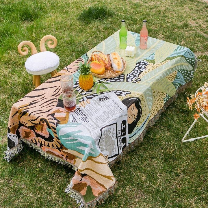 Boho Stil Strikket Teppe for Koselig Hjemmedekor | Skanto