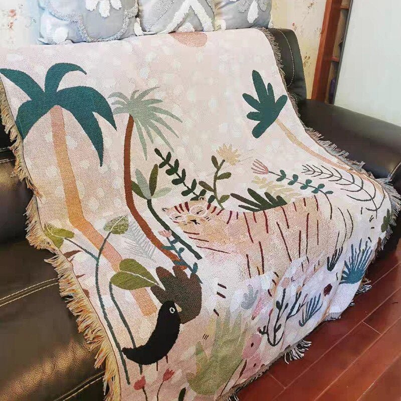 Boho Stil Strikket Teppe for Koselig Hjemmedekor | Skanto